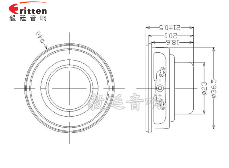 40mm5W2Ω蓝牙音响喇叭成品图